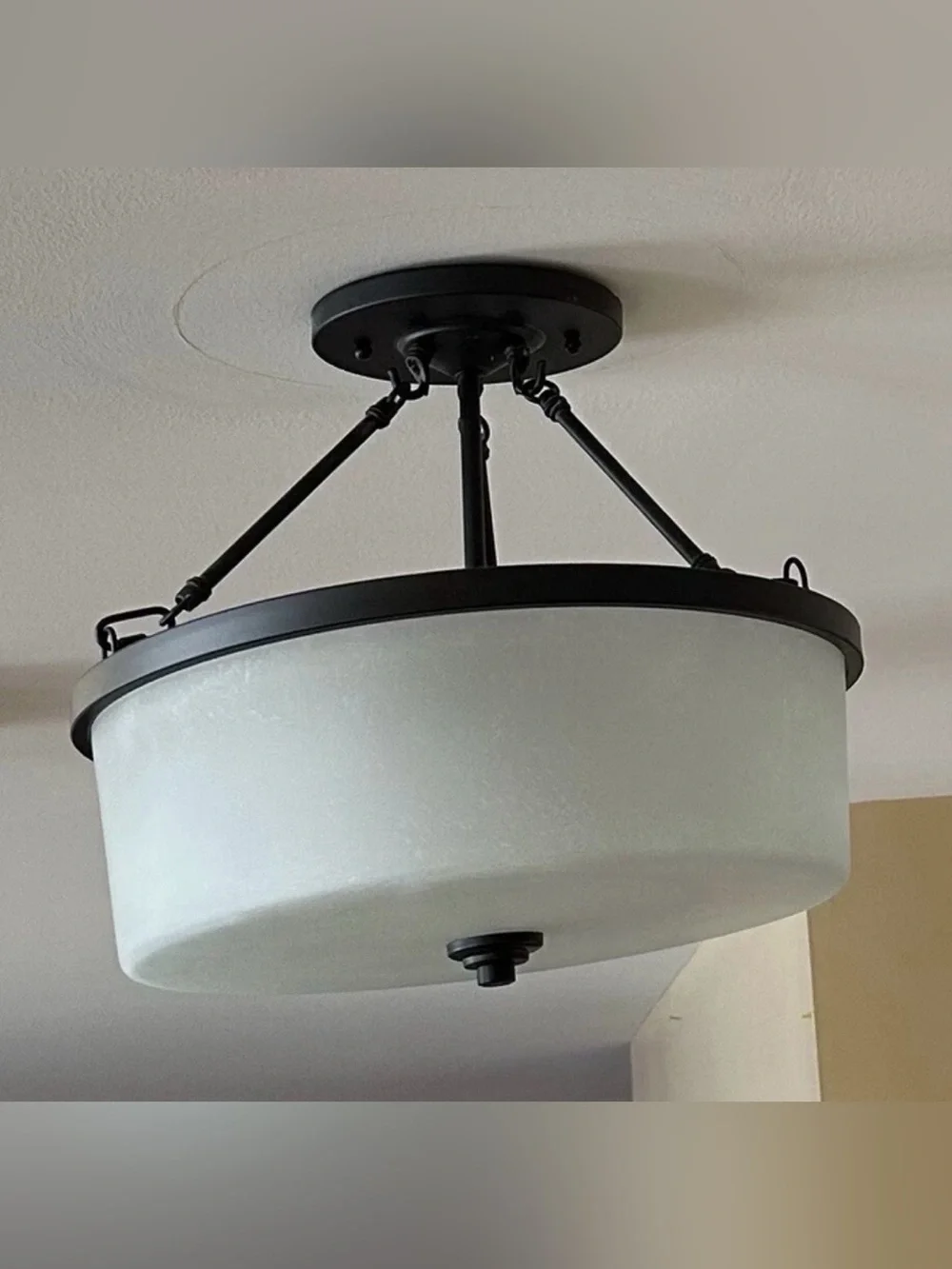 Oil-Rubbed Bronze Semi-Flush Ceiling Light with Frosted Glass Shade